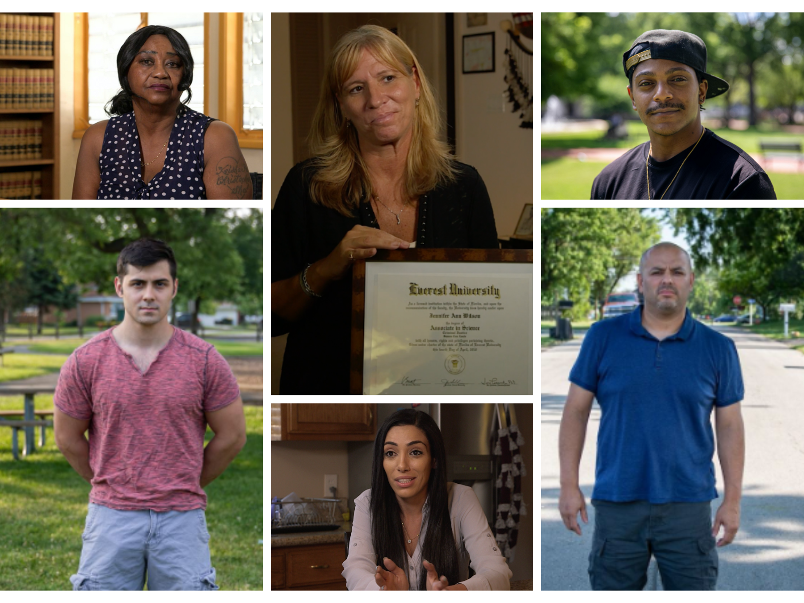 Photo compilation of cheated students profiled in the series “Shattered: Faces of the For-Profit College Crisis.”
