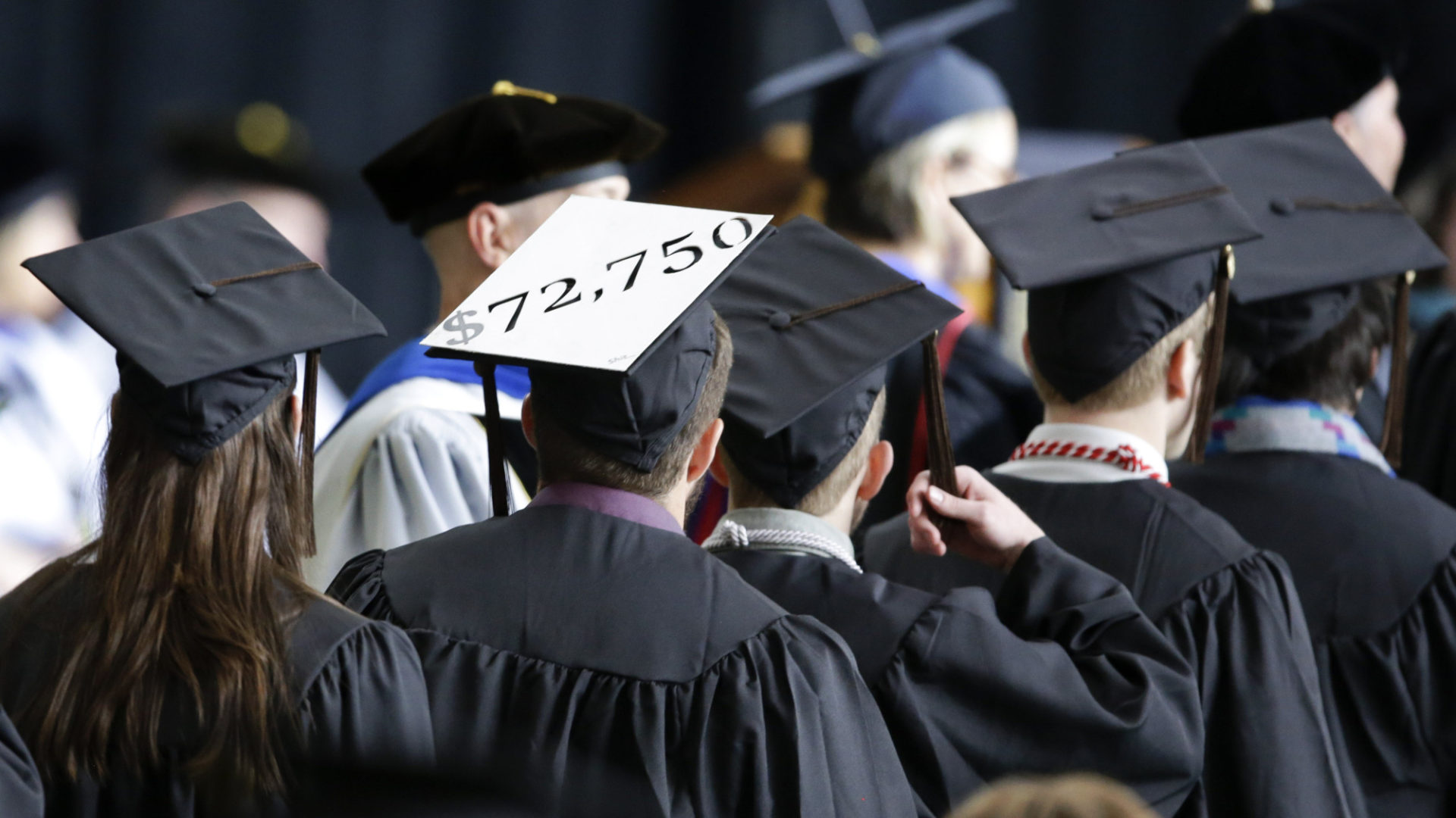 Graduates line up